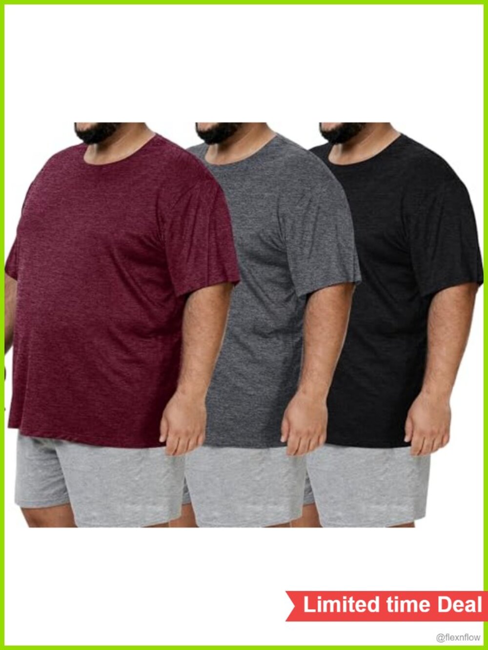 Men's Big & Tall Quick Dry Short Sleeve Workout T-Shirts 3 Pack